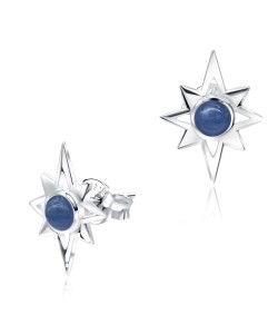 Blue Quartz Stardust Silver Ear Stud STS-3781